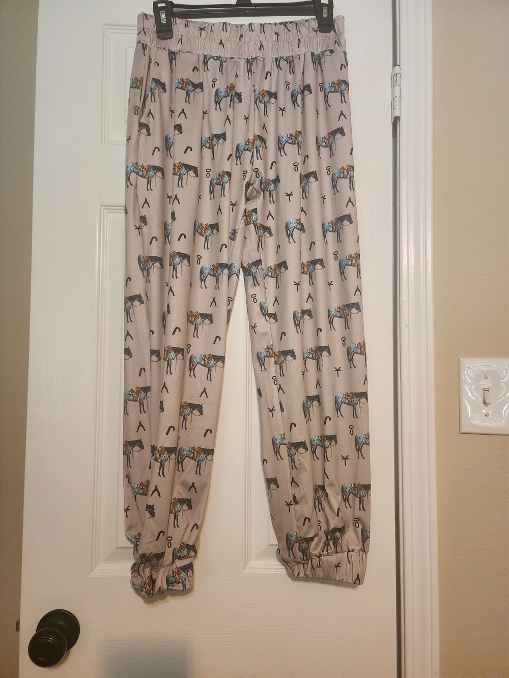 Sterling Kreek Beige Jogger Pants with Horse Print With Matching Tshirt